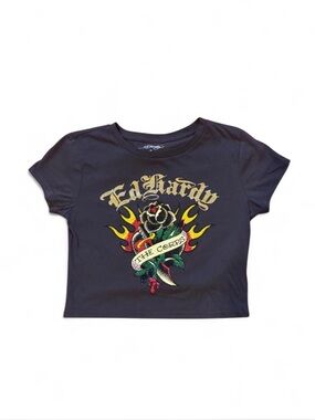 🕸️Ed Hardy black cropped baby tee🕸️